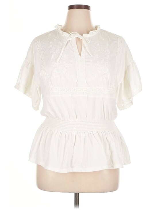 Cato Tops - Cato Ivory/White Short-Sleeve Peplum Blouse - Size XL - Great Condition